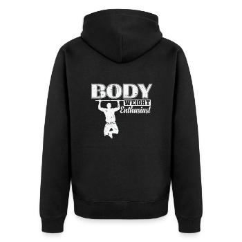 Body Weight Enthusiast Fitness Workout - Unisex Premium Bio Zip Hoodie - Schwarz - Hinten - Nico (187cm)