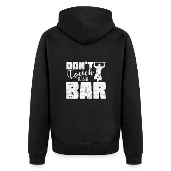 Don’t Touch my Bar Calisthenics Fitness - Unisex Premium Bio Zip Hoodie - Schwarz - Hinten - Nico (187cm)