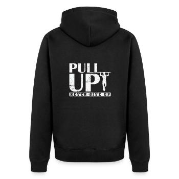 Pull Up Never Give up Calisthenics Fitness - Unisex Premium Organic Zip Hoodie - black - Back - Nico (187cm)