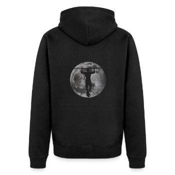 Calisthenics Logo Pull-up Fitness Workout - Unisex Premium Organic Zip Hoodie - black - Back - Nico (187cm)