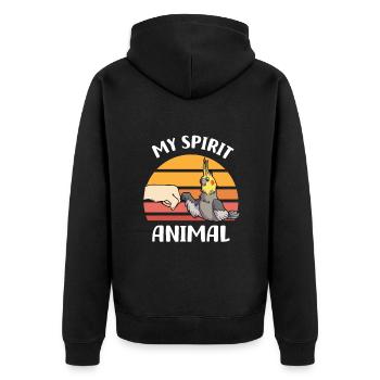 Nymphensittich - Unisex Premium Bio Zip Hoodie - Schwarz - Hinten - Nico (187cm)