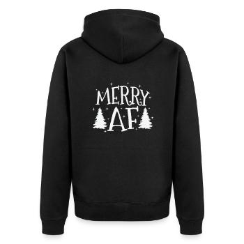 Merry Af Christmas Family Time X-Mas - Unisex Premium Organic Zip Hoodie - black - Back - Nico (187cm)