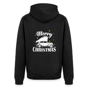 Merry Christmas Xmas Familie Feiertag - Unisex Premium Bio Zip Hoodie - Schwarz - Hinten - Nico (187cm)