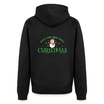 Just a Girl who loves Christmas Weihnachten - Unisex Premium Bio Zip Hoodie - Schwarz - Hinten - Nico (187cm)