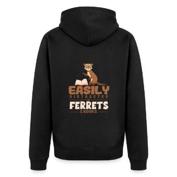 Frettchen - Unisex Premium Bio Zip Hoodie - Schwarz - Hinten - Nico (187cm)