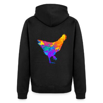 Chicken Chicken Chicken Farmers Chicken Farmers Chicken Farmers - Unisex Premium Organic Zip Hoodie - black - Back - Nico (187cm)
