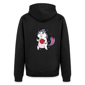 Einhorn spielt Tischtennis Fabelwesen Sport - Unisex Premium Bio Zip Hoodie - Schwarz - Hinten - Nico (187cm)