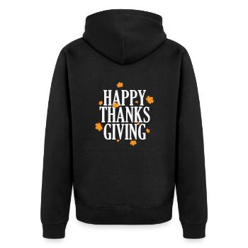 Happy Thanks Giving USA America Holiday - Unisex Premium Organic Zip Hoodie - black - Back - Nico (187cm)