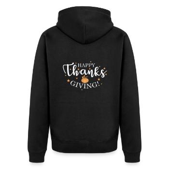 Happy Thanks Giving USA Thanksgiving Holiday - Unisex Premium Organic Zip Hoodie - black - Back - Nico (187cm)