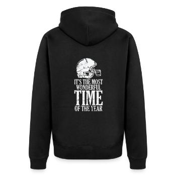 It's the Most Wonderful Time of the Year - Unisex Premium Bio Zip Hoodie - Schwarz - Hinten - Nico (187cm)