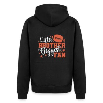 Little Brother Biggest Fan American Football - Unisex Premium Bio Zip Hoodie - Schwarz - Hinten - Nico (187cm)
