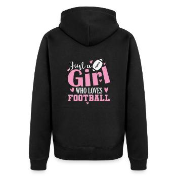 Just a Girl who loves Football Sport - Unisex Premium Bio Zip Hoodie - Schwarz - Hinten - Nico (187cm)