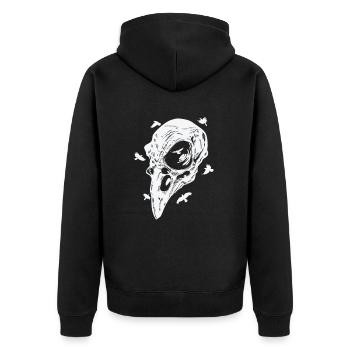 Bone skull of a raven crow bird - Unisex Premium Organic Zip Hoodie - black - Back - Nico (187cm)
