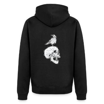 Crow on a bone skull raven bird - Unisex Premium Organic Zip Hoodie - black - Back - Nico (187cm)