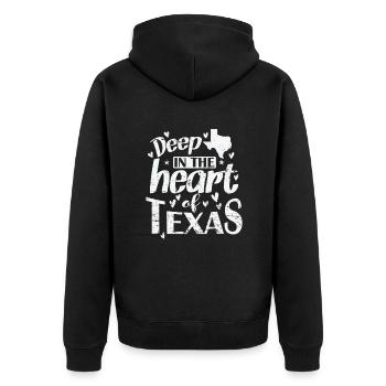 Deep in the Heart of Texas Bundesstaat der USA - Unisex Premium Bio Zip Hoodie - Schwarz - Hinten - Nico (187cm)