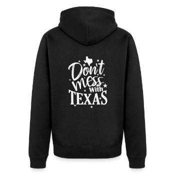Don’t mess with Texas Bundesstaat der USA - Unisex Premium Bio Zip Hoodie - Schwarz - Hinten - Nico (187cm)