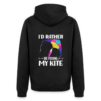 Drachen steigen lassen | Drachensteigen Geschenke - Unisex Premium Bio Zip Hoodie - Schwarz - Hinten - Nico (187cm)