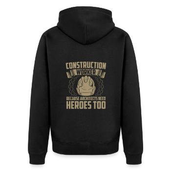 Dachdecker - Unisex Premium Bio Zip Hoodie - Schwarz - Hinten - Nico (187cm)