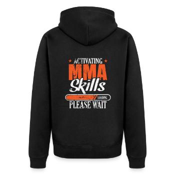 Activating MMA Skills Loading please wait - Unisex Premium Bio Zip Hoodie - Schwarz - Hinten - Nico (187cm)