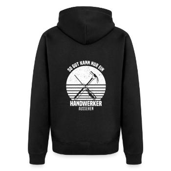 Maurer - Unisex Premium Bio Zip Hoodie - Schwarz - Hinten - Nico (187cm)
