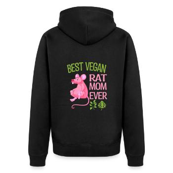Rat - Unisex Premium Organic Zip Hoodie - black - Back - Nico (187cm)