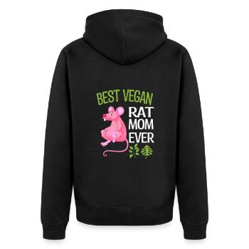 Rat gifts for vegans | Vegan Rat Animals - Unisex Premium Organic Zip Hoodie - black - Back - Nico (187cm)