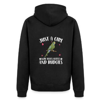 Wellensittich Liebhaber | Wellensittiche Geschenke - Unisex Premium Bio Zip Hoodie - Schwarz - Hinten - Nico (187cm)