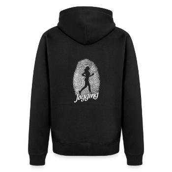 Jogging as a fingerprint Fitness Running - Unisex Premium Organic Zip Hoodie - black - Back - Nico (187cm)