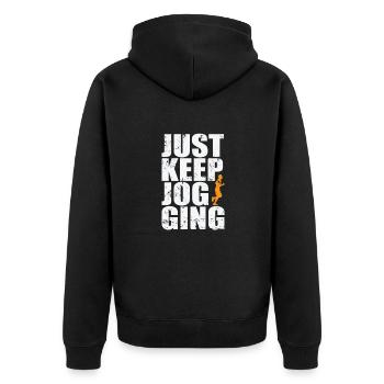 Just Keep Jogging Fitness Sport Running - Unisex Premium Organic Zip Hoodie - black - Back - Nico (187cm)