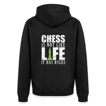 Chess is not like Life it has Rules Schach - Unisex Premium Organic Zip Hoodie - black - Back - Nico (187cm)