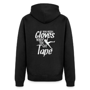 Who needs Gloves when you got Tape bouldern - Unisex Premium Bio Zip Hoodie - Schwarz - Hinten - Nico (187cm)