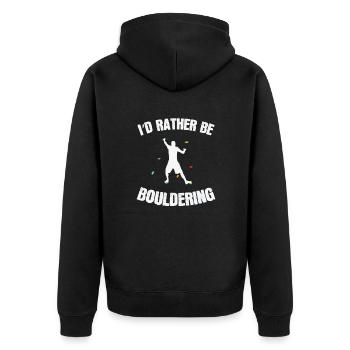 I'd rather be bouldering climbing hobby - Unisex Premium Organic Zip Hoodie - black - Back - Nico (187cm)