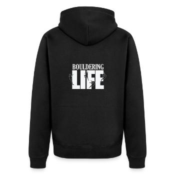 Bouldering Life Hobby Climbing Sports - Unisex Premium Organic Zip Hoodie - black - Back - Nico (187cm)