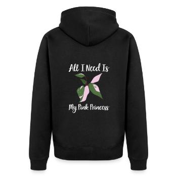 Hobbygärtner | Zimmerpflanzen Pflanzen Geschenke - Unisex Premium Bio Zip Hoodie - Schwarz - Hinten - Nico (187cm)