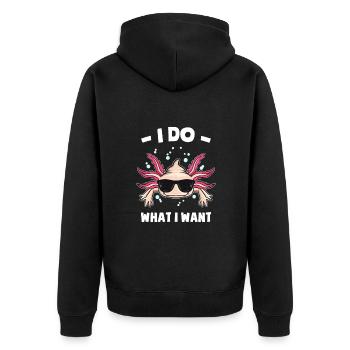 Axolotl Liebhaber | Haustiere Amphibien Geschenke - Unisex Premium Bio Zip Hoodie - Schwarz - Hinten - Nico (187cm)