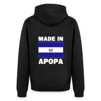 Apopa El Salvador - Unisex Premium Bio Zip Hoodie - Schwarz - Hinten - Nico (187cm)