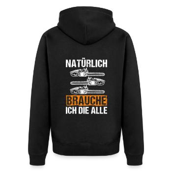 Kettensäge Sägespäne Motorsäge Holz Lustiger Spruc - Unisex Premium Bio Zip Hoodie - Schwarz - Hinten - Nico (187cm)