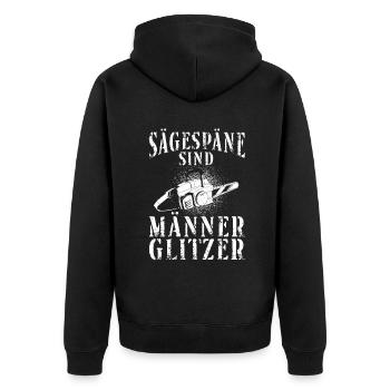 Kettensäge Sägespäne Motorsäge Holz Lustiger Spruc - Unisex Premium Bio Zip Hoodie - Schwarz - Hinten - Nico (187cm)