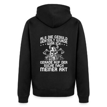 Wikinger Axt Holz hacken Viking Lustiger Spruch - Unisex Premium Bio Zip Hoodie - Schwarz - Hinten - Nico (187cm)
