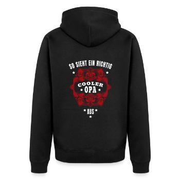 Opa Großvater: So sieht ein richtig cooler Opa aus - Unisex Premium Bio Zip Hoodie - Schwarz - Hinten - Nico (187cm)