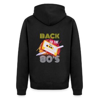 80s 80er Party Outfit Kostüm Back to the 80's - Unisex Premium Bio Zip Hoodie - Schwarz - Hinten - Nico (187cm)