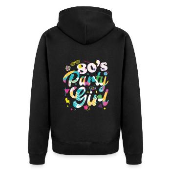 80s 80er Party Outfit Kostüm 80's Party Girl - Unisex Premium Bio Zip Hoodie - Schwarz - Hinten - Nico (187cm)