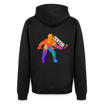 Icehockey Icehockeyspieler Center Geschenk - Unisex Premium Bio Zip Hoodie - Schwarz - Hinten - Nico (187cm)