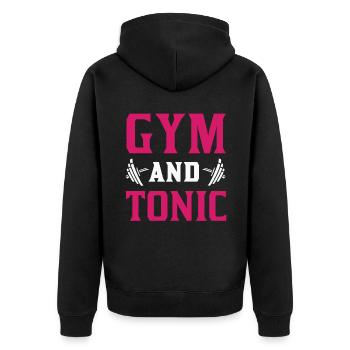 GYM Sport Fitness Training Workout lustiger Spruch - Unisex Premium Bio Zip Hoodie - Schwarz - Hinten - Nico (187cm)