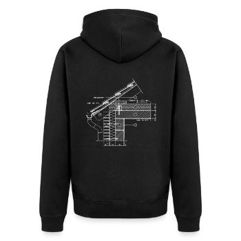 Dachdecker Bauzeichner Dachdeckermeister lustiges - Unisex Premium Bio Zip Hoodie - Schwarz - Hinten - Nico (187cm)