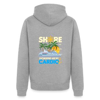 Kreuzfahrt Schiff | Kreuzfahrtreise Meer Geschenke - Unisex Premium Bio Zip Hoodie - Grau meliert - Hinten - Nico (187cm)