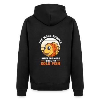 Goldfisch - Unisex Premium Bio Zip Hoodie - Schwarz - Hinten - Nico (187cm)