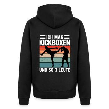 Kickboxen Kampfsport lustiger Spruch Geschenk - Unisex Premium Bio Zip Hoodie - Schwarz - Hinten - Nico (187cm)