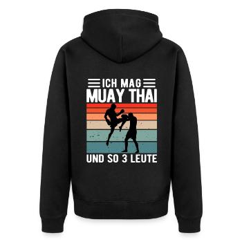 Muay Thai Kampfsport Thai Boxen Geschenk lustig - Unisex Premium Bio Zip Hoodie - Schwarz - Hinten - Nico (187cm)