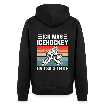 Eishockey Goalie retro Eis Hockey Spieler Geschenk - Unisex Premium Bio Zip Hoodie - Schwarz - Hinten - Nico (187cm)